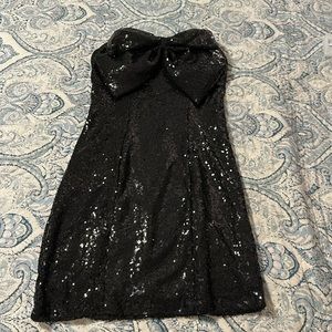 black, strapless, sequin bow dress/worn once